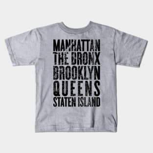 New York City Boroughs minimalist map design Kids T-Shirt